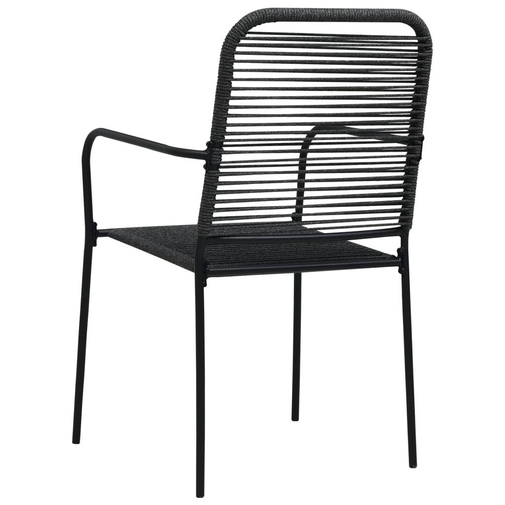 vidaXL Gartenstühle 2 Stk. Baumwollseil und Stahl Schwarz