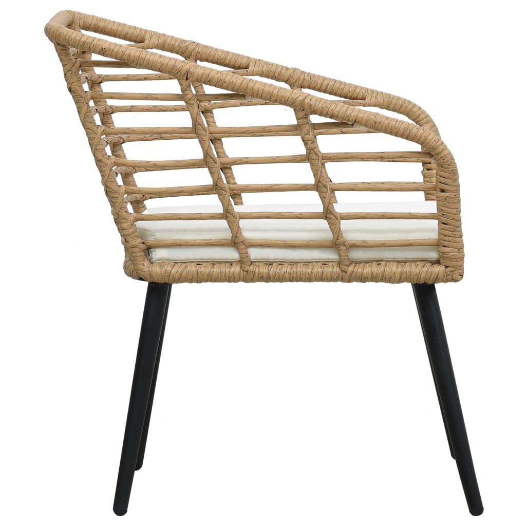 vidaXL Gartenstühle 2 Stk. mit Auflagen Poly Rattan Eiche