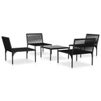 vidaXL 5-tlg. Garten-Lounge-Set mit Auflagen Schwarz PVC
