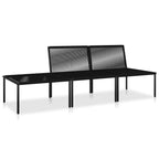 vidaXL 3-tlg. Garten-Lounge-Set mit Auflagen Schwarz PVC