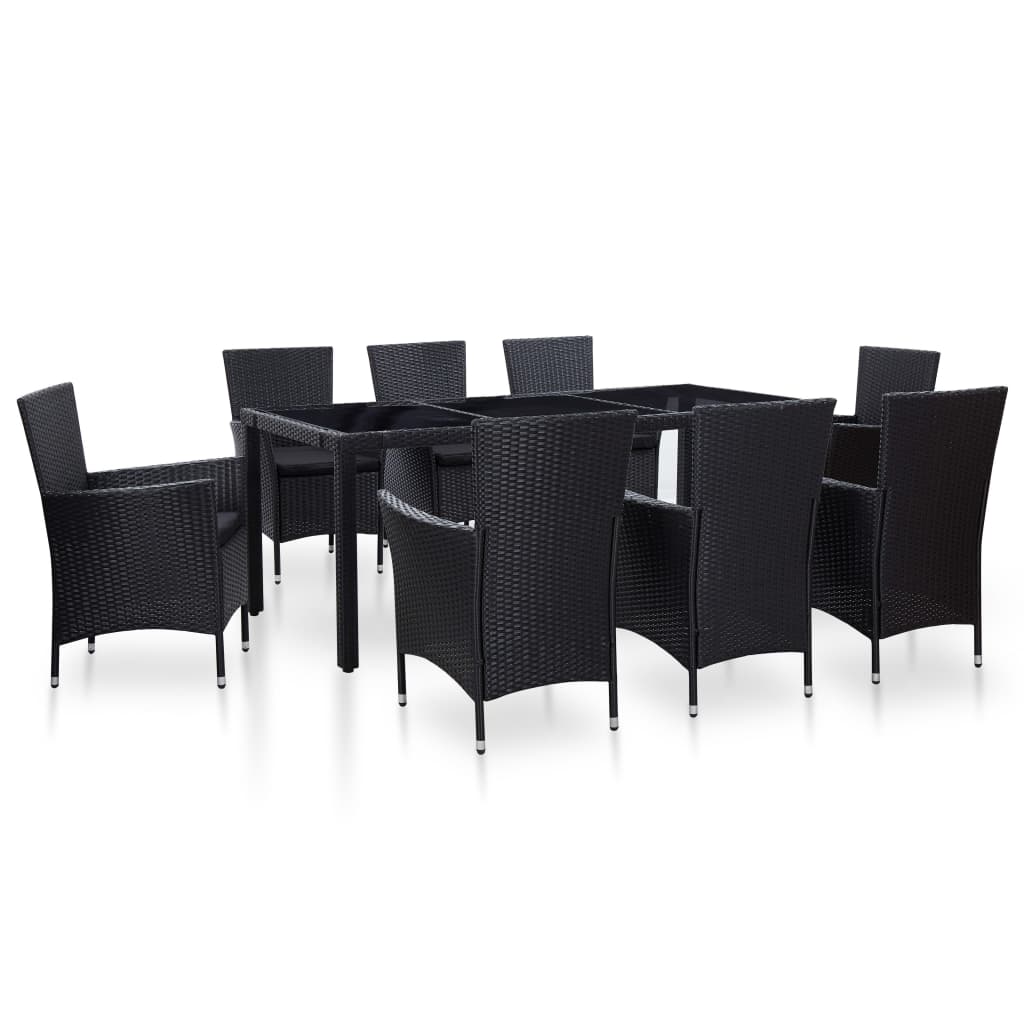 vidaXL 9-tlg. Garten-Essgruppe Poly Rattan Cremeweiß