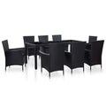 vidaXL 9-tlg. Garten-Essgruppe Poly Rattan Cremeweiß
