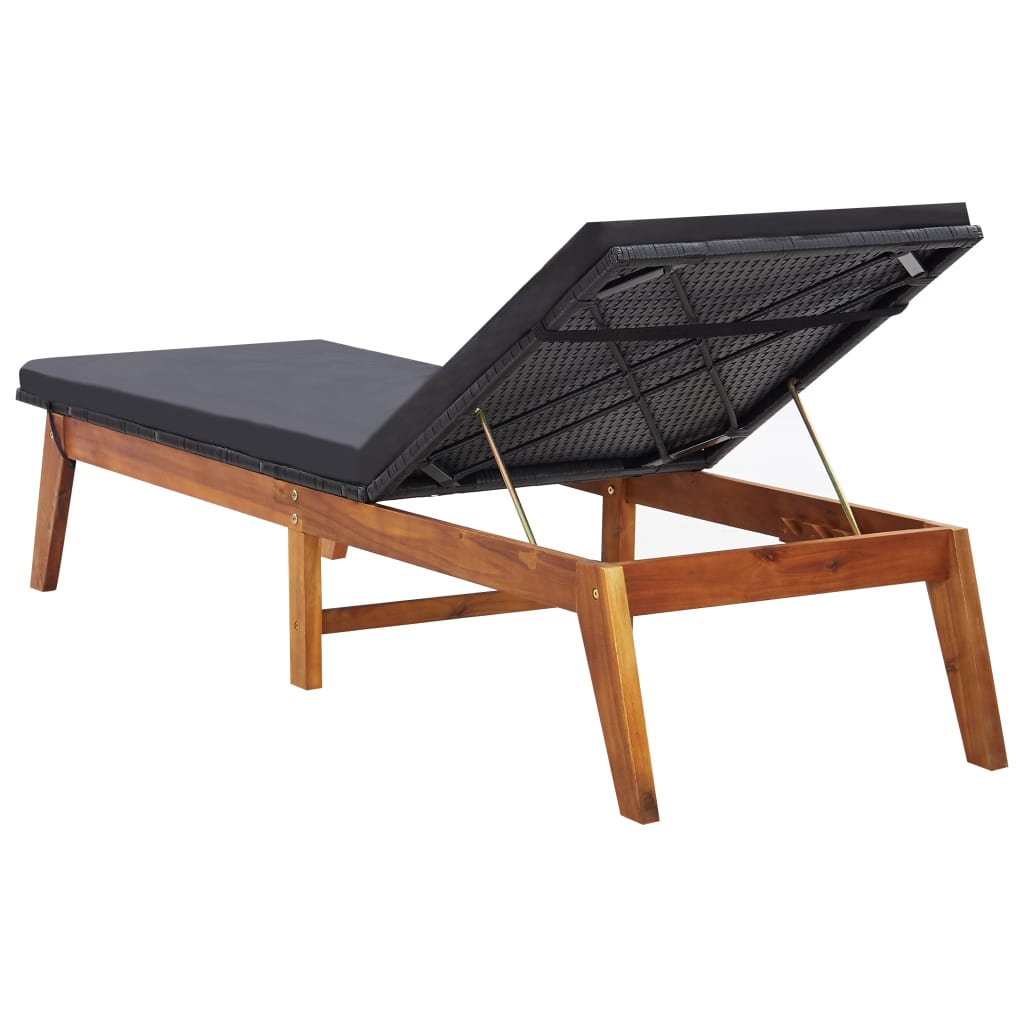 vidaXL Sonnenliege mit Auflage Poly Rattan und Massivholz Akazie