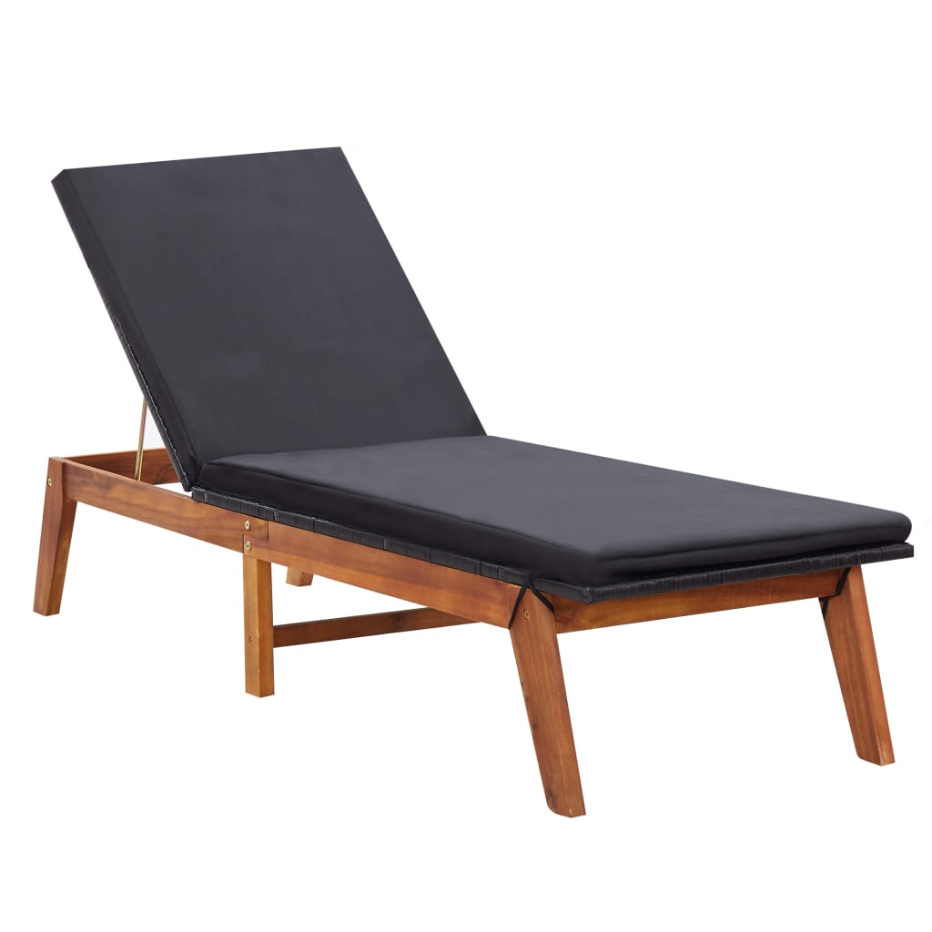 vidaXL Sonnenliege mit Tisch Poly Rattan und Massivholz Akazie