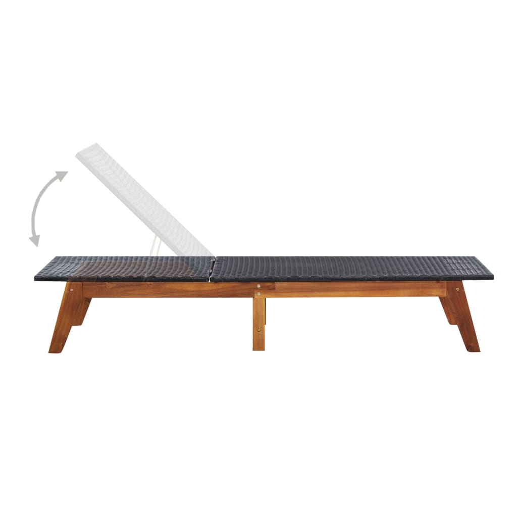 vidaXL Sonnenliege mit Tisch Poly Rattan und Massivholz Akazie