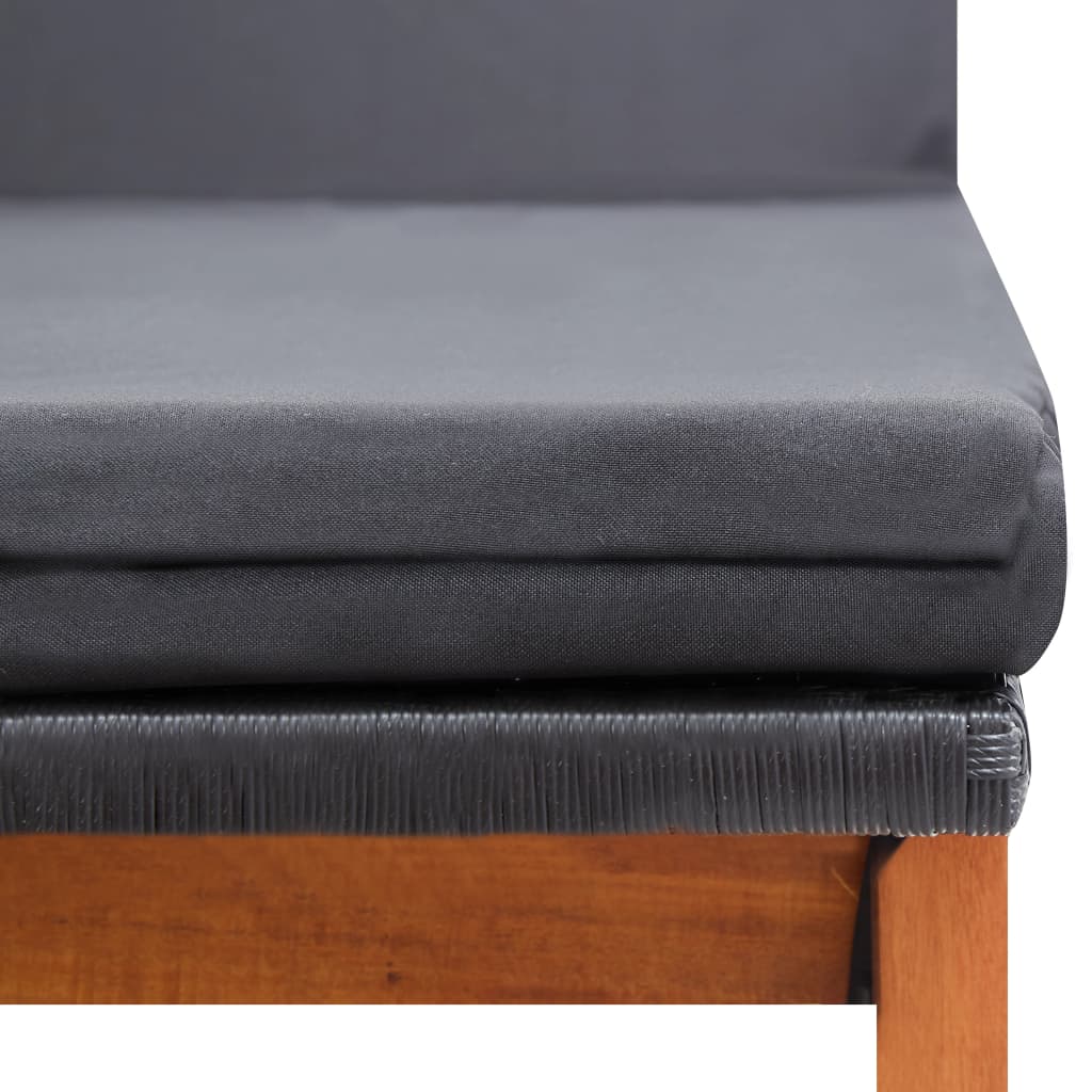 vidaXL Sonnenliege mit Tisch Poly Rattan und Massivholz Akazie