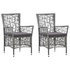 vidaXL Gartenstühle 2 Stk. mit Auflagen Poly Rattan Grau