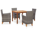 vidaXL 5-tlg. Garten-Essgruppe Poly Rattan und Massivholz Akazie Grau