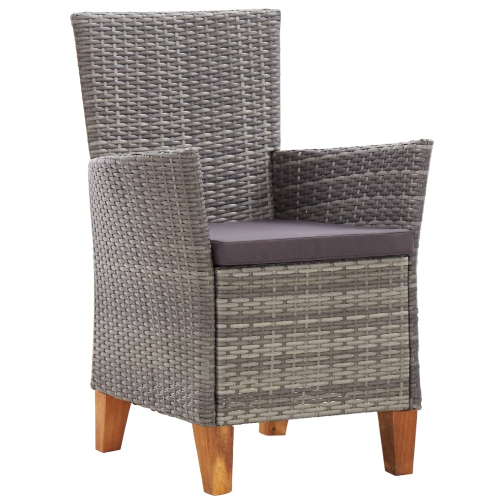 vidaXL 5-tlg. Garten-Essgruppe Poly Rattan und Massivholz Akazie Grau