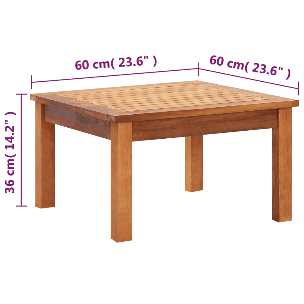 vidaXL Garten-Couchtisch 60x60x36 cm Massivholz Akazie
