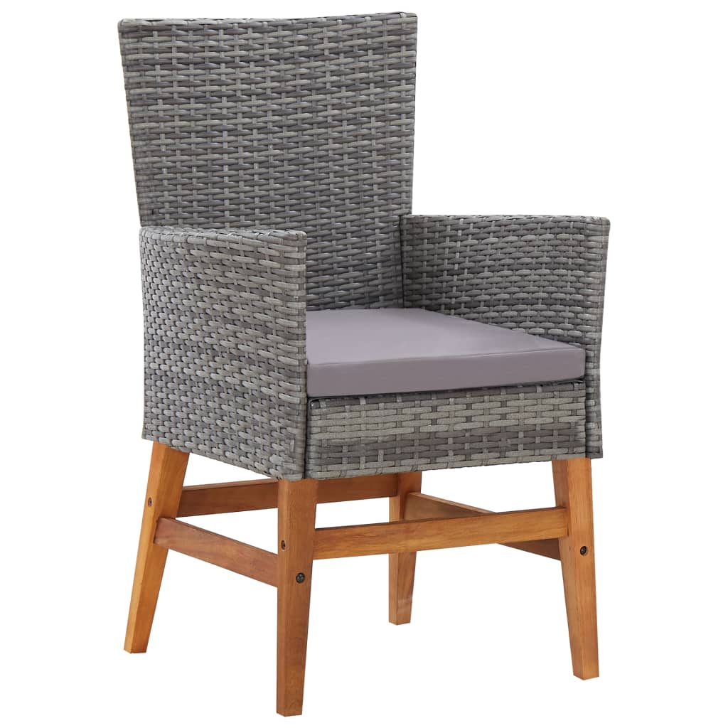 vidaXL 7-tlg. Garten-Essgruppe Poly Rattan und Akazienholz Grau