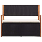 vidaXL Bank mit Stauraum 115 cm Poly Rattan Massivholz Akazie Schwarz