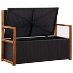 vidaXL Bank mit Stauraum 115 cm Poly Rattan Massivholz Akazie Schwarz