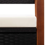 vidaXL Bank mit Stauraum 115 cm Poly Rattan Massivholz Akazie Schwarz