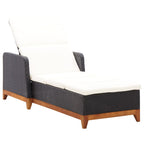 vidaXL Sonnenliege Poly Rattan und Massivholz Akazie Schwarz