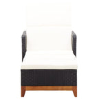 vidaXL Sonnenliege Poly Rattan und Massivholz Akazie Schwarz