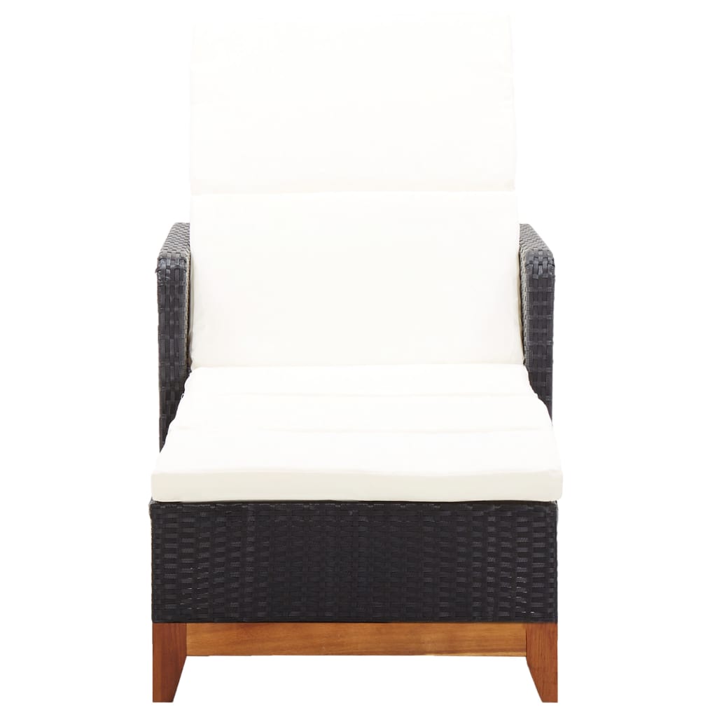 vidaXL Sonnenliege Poly Rattan und Massivholz Akazie Schwarz