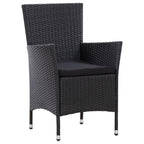 vidaXL 5-tlg. Garten-Essgruppe mit Kissen Poly Rattan Schwarz