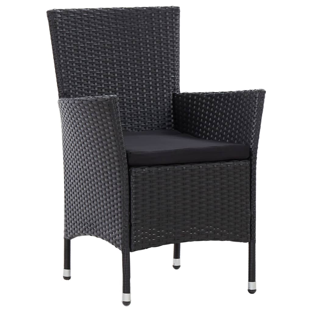vidaXL 5-tlg. Garten-Essgruppe mit Kissen Poly Rattan Schwarz