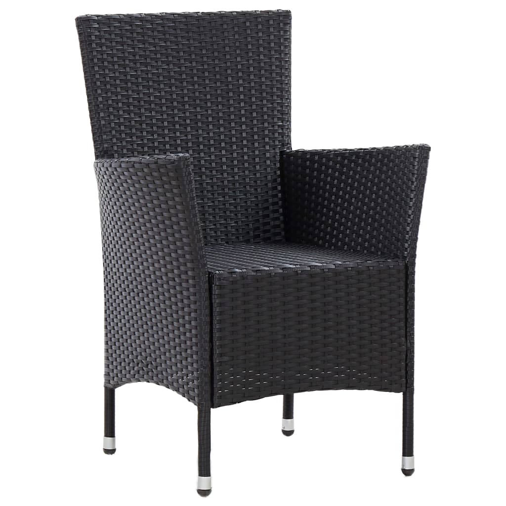 vidaXL 5-tlg. Garten-Essgruppe mit Kissen Poly Rattan Schwarz