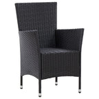vidaXL 5-tlg. Garten-Essgruppe mit Kissen Poly Rattan Schwarz