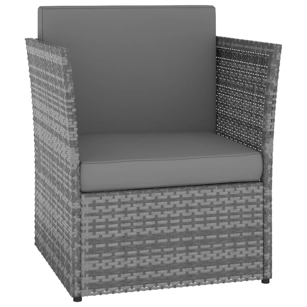 vidaXL Gartensessel mit Hocker Poly Rattan Anthrazit