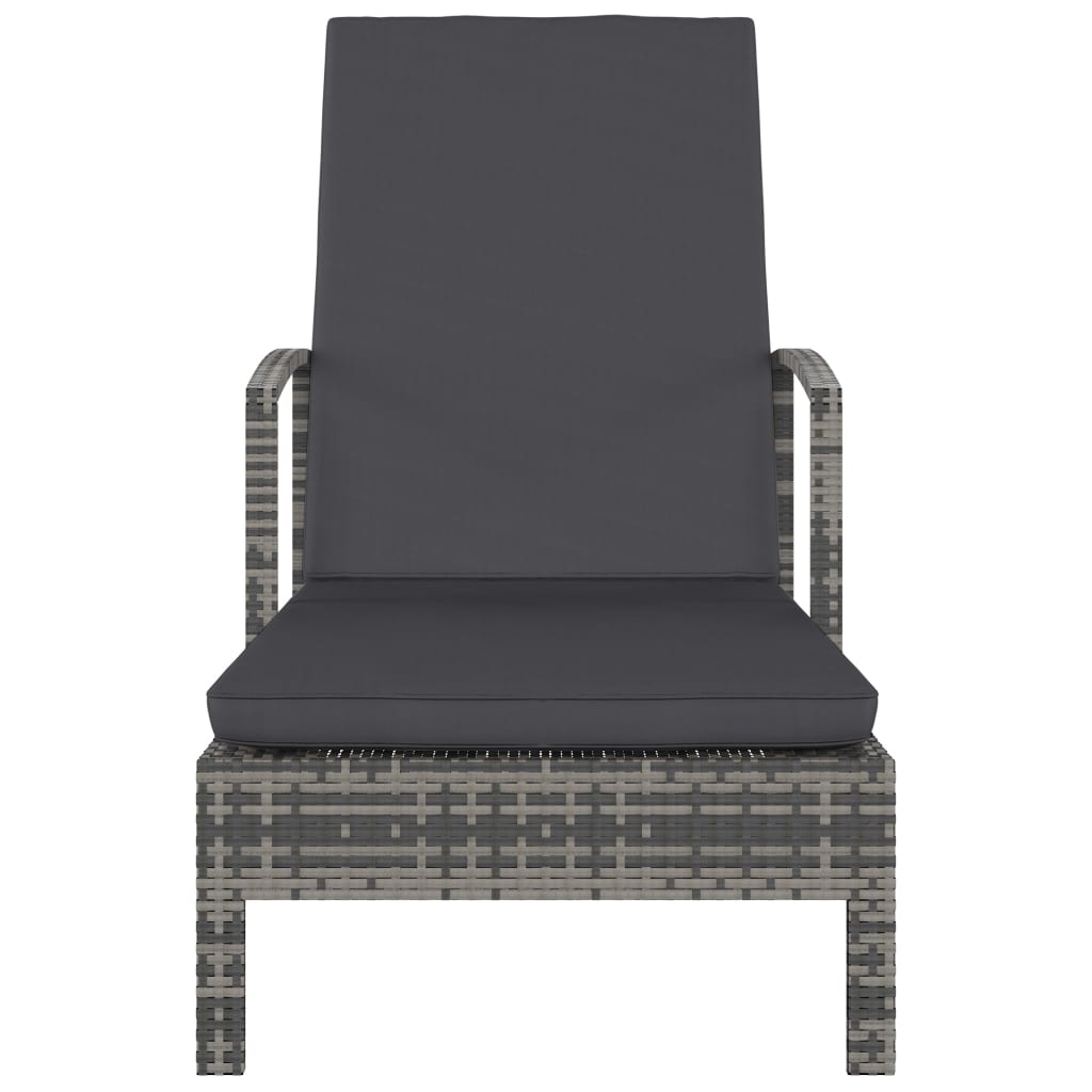 vidaXL Sonnenliege mit Armlehnen Poly Rattan Grau