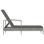 vidaXL Sonnenliege mit Armlehnen Poly Rattan Grau