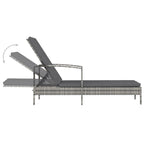 vidaXL Sonnenliege mit Armlehnen Poly Rattan Grau