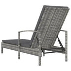 vidaXL Sonnenliege mit Armlehnen Poly Rattan Grau