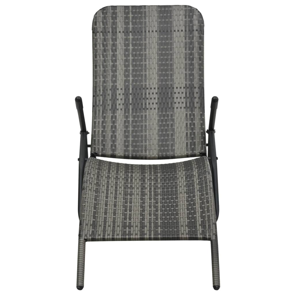 vidaXL Klappbare Sonnenliege Poly Rattan Grau