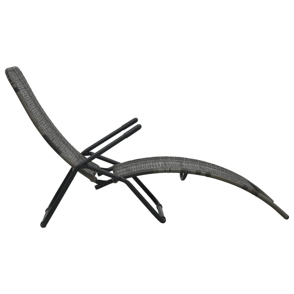 vidaXL Klappbare Sonnenliege Poly Rattan Grau