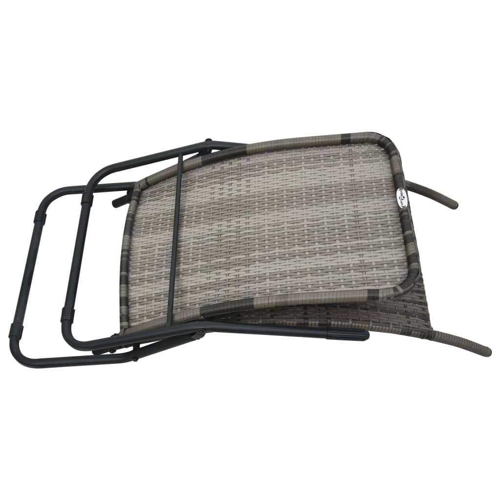 vidaXL Klappbare Sonnenliege Poly Rattan Grau