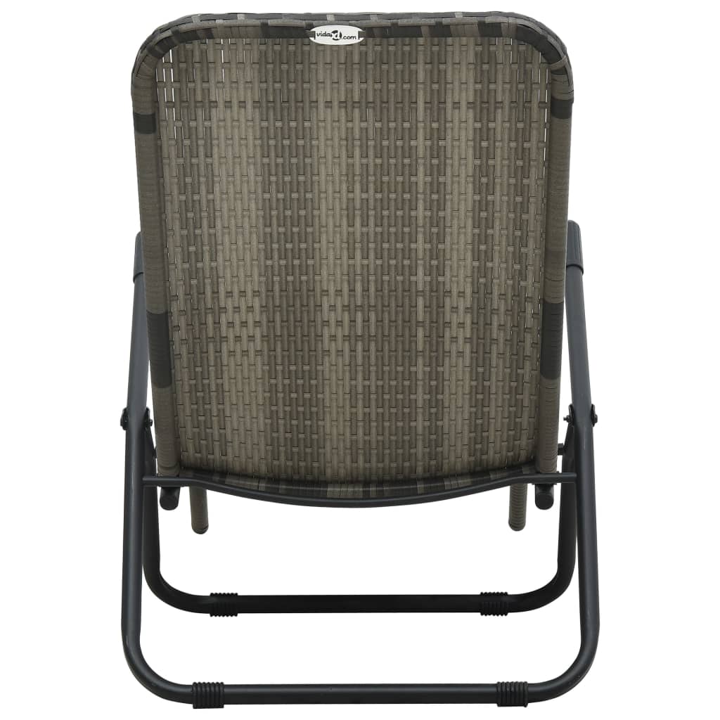 vidaXL Klappbare Sonnenliege Poly Rattan Grau
