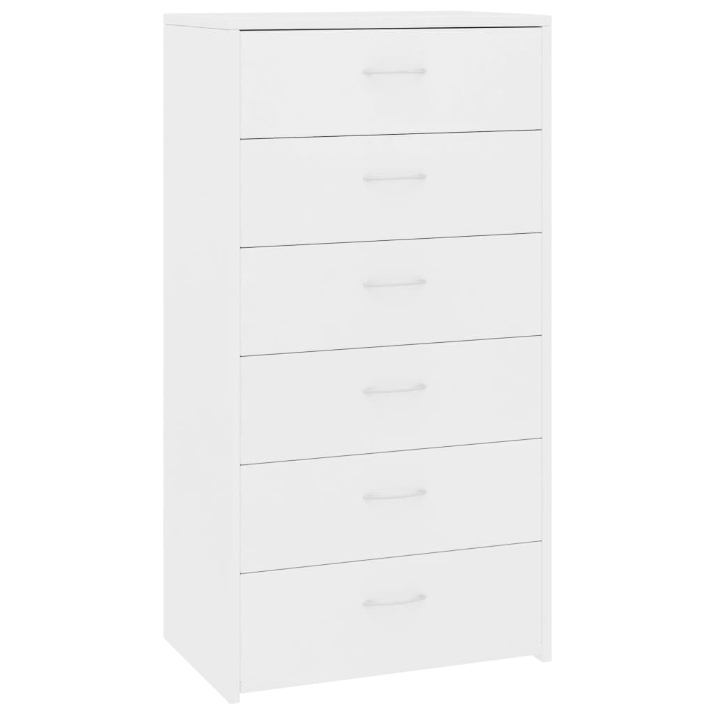 vidaXL Sideboard mit 6 Schubladen Weiß 50x34x96 cm Holzwerkstoff