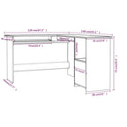 vidaXL Eckschreibtisch in L-Form Betongrau 120x140x75 cm Holzwerkstoff