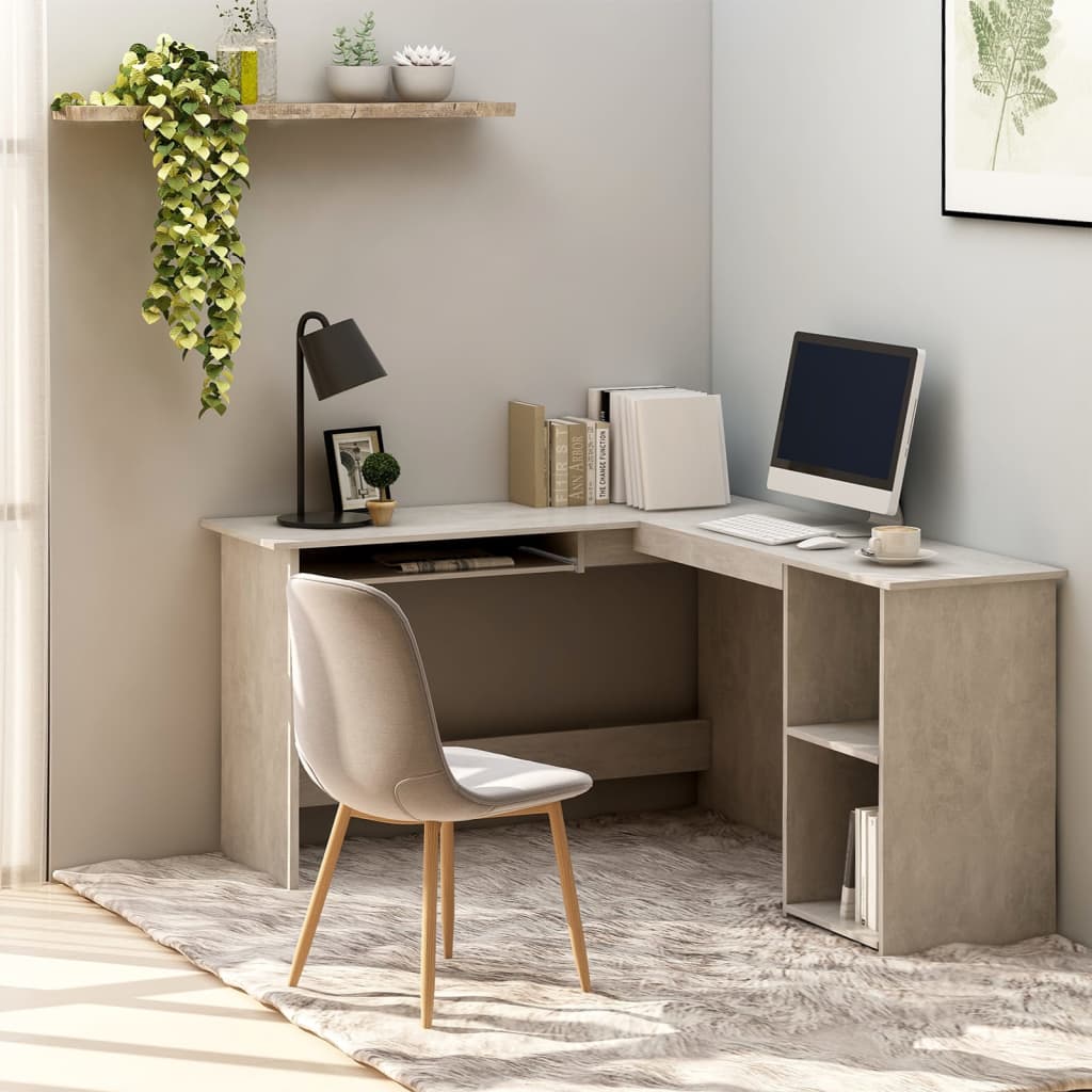 vidaXL Eckschreibtisch in L-Form Betongrau 120x140x75 cm Holzwerkstoff