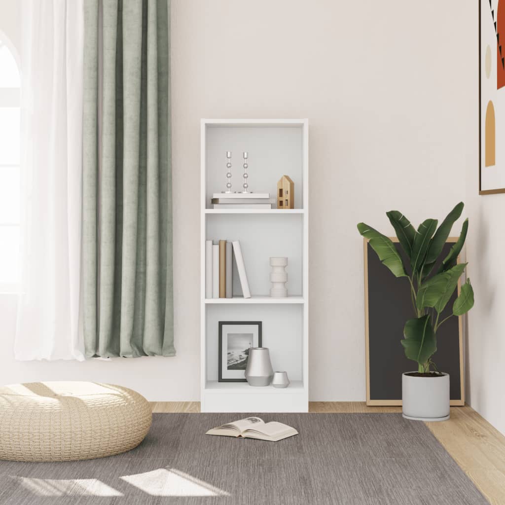 vidaXL Bücherregal 3 Fächer Weiß 40x24x109 cm Holzwerkstoff