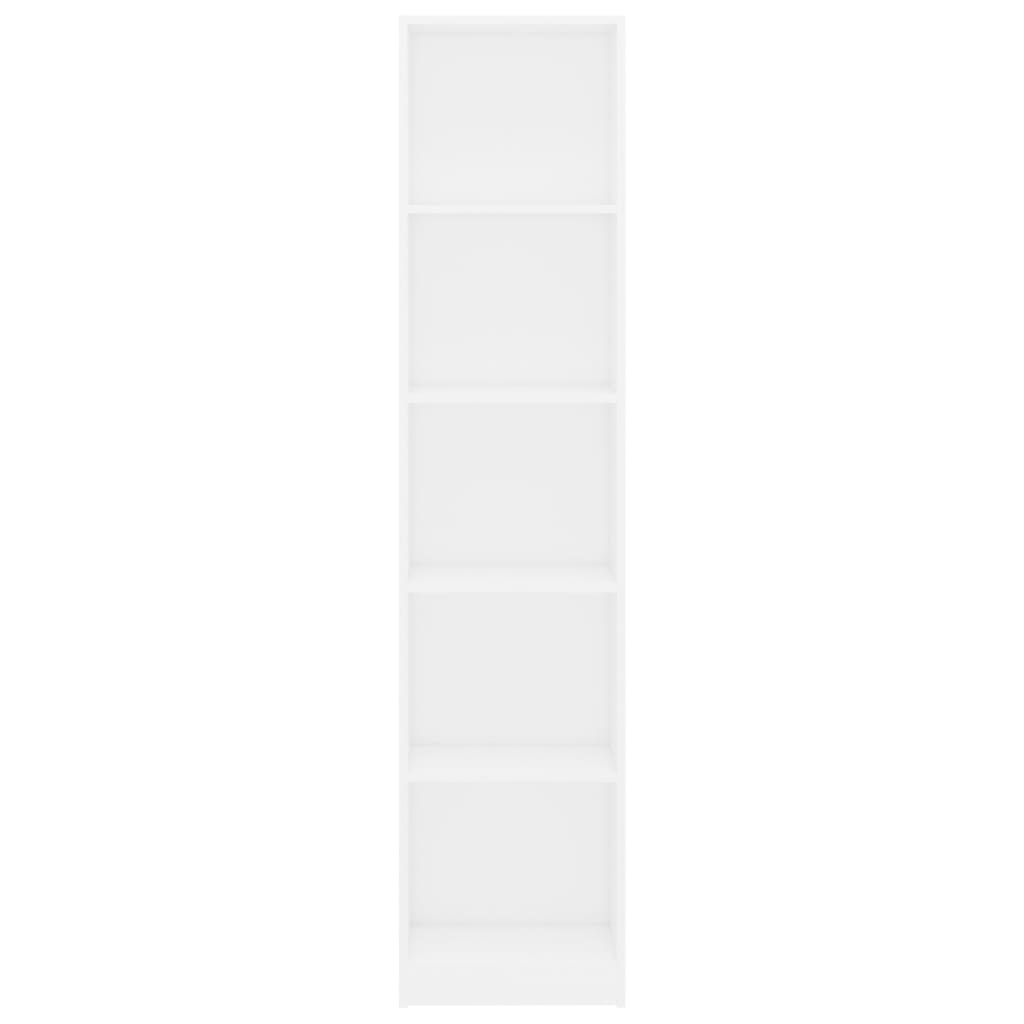 vidaXL Bücherregal 5 Fächer Weiß 40x24x175 cm Holzwerkstoff