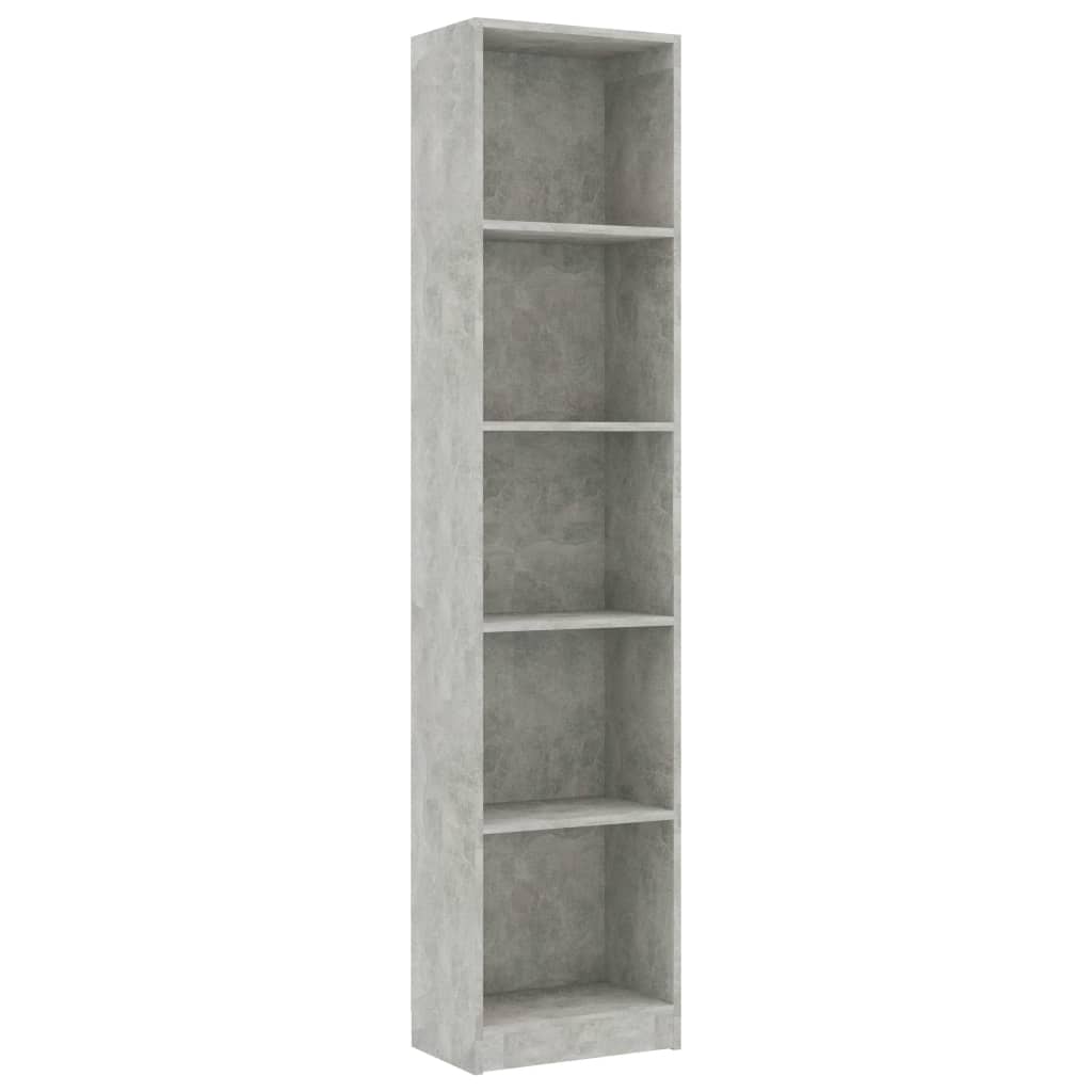 vidaXL Bücherregal 5 Fächer Betongrau 40x24x175 cm Holzwerkstoff