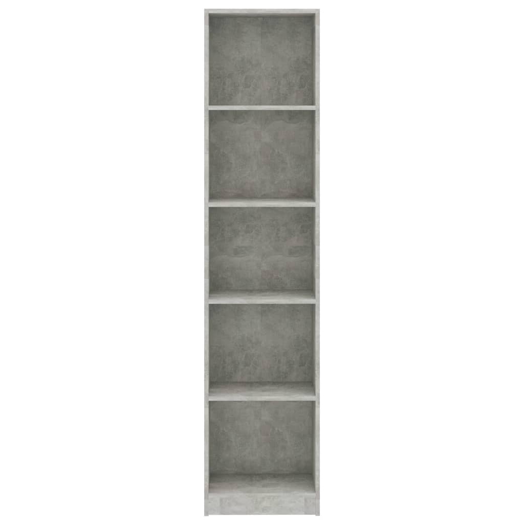 vidaXL Bücherregal 5 Fächer Betongrau 40x24x175 cm Holzwerkstoff