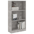 vidaXL Bücherregal 3 Fächer Betongrau 60x24x109 cm Holzwerkstoff