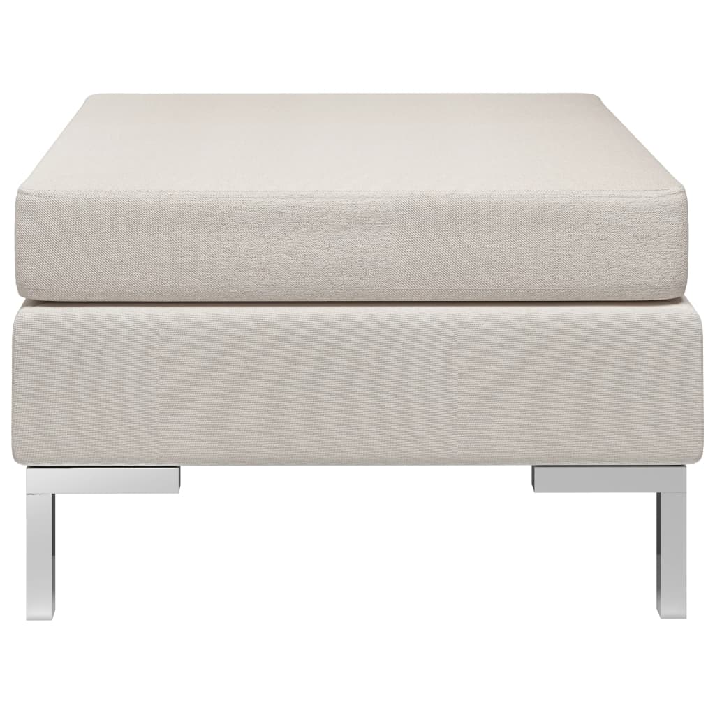 vidaXL Fußhocker Modular mit Auflage Stoff Cremeweiß