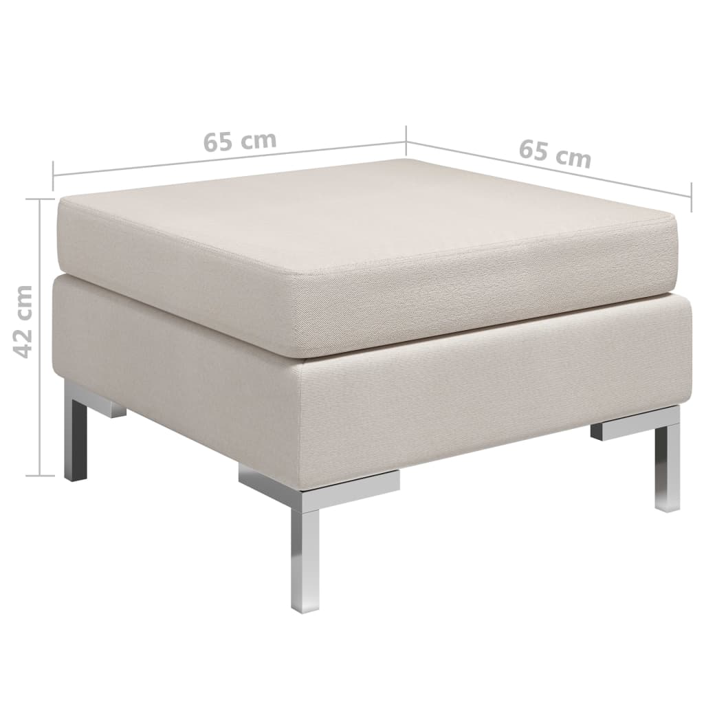 vidaXL Fußhocker Modular mit Auflage Stoff Cremeweiß