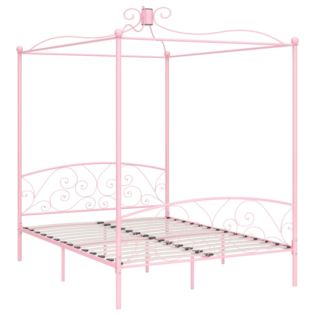 vidaXL Himmelbett Rosa Metall 180x200 cm