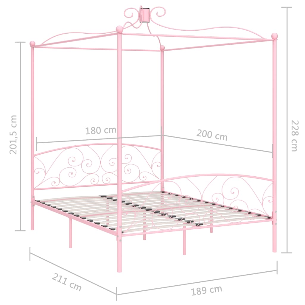 vidaXL Himmelbett Rosa Metall 180x200 cm