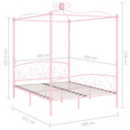 vidaXL Himmelbett Rosa Metall 180x200 cm