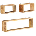 vidaXL 3-tlg. Würfel-Wandregal-Set Massivholz Mango