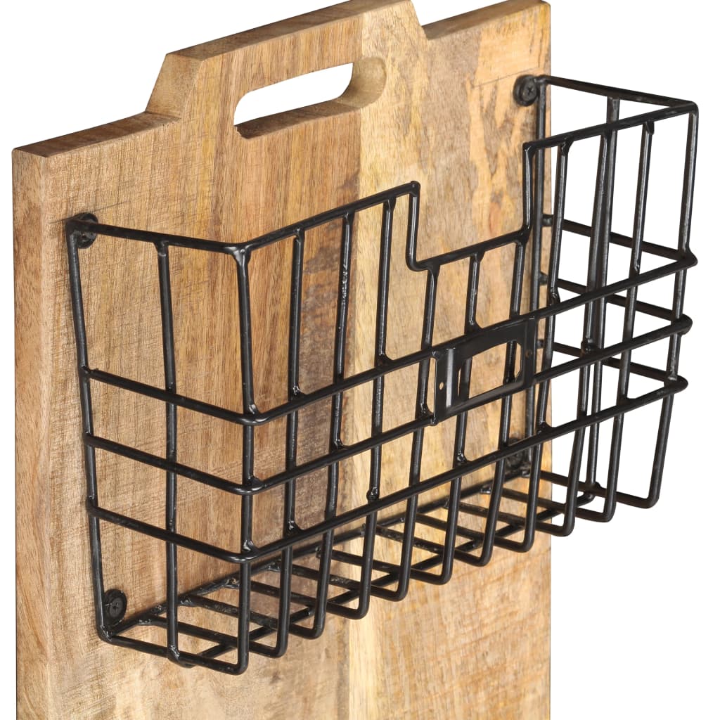 vidaXL Wand-Zeitungsständer 33×10×67 cm Raues Massivholz Mango