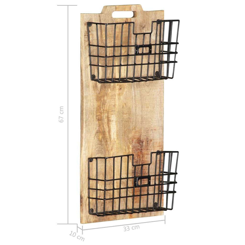 vidaXL Wand-Zeitungsständer 33×10×67 cm Raues Massivholz Mango